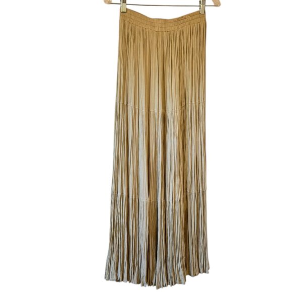 Patricia Wolf Broomstick Maxi Skirt Sage Green Tiered Unlined Elastic Waist - Picture 3 of 7